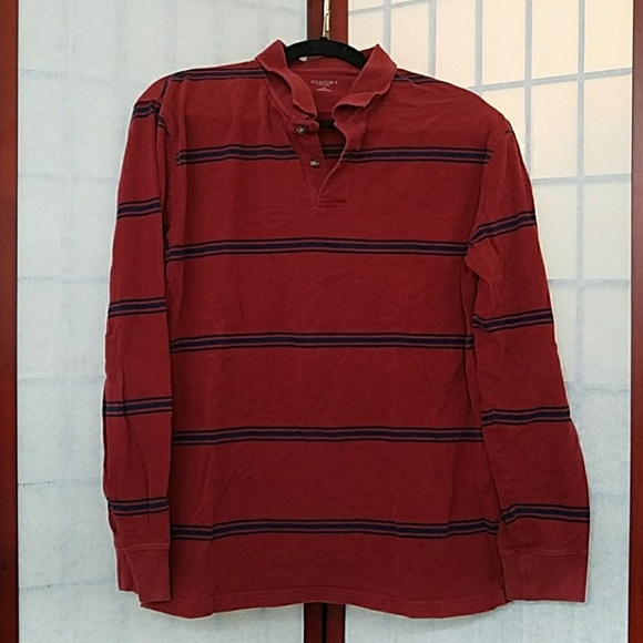 Sonoma Other - Sonoma Red/navy blue long-sleeved striped rugby polo. Size M.